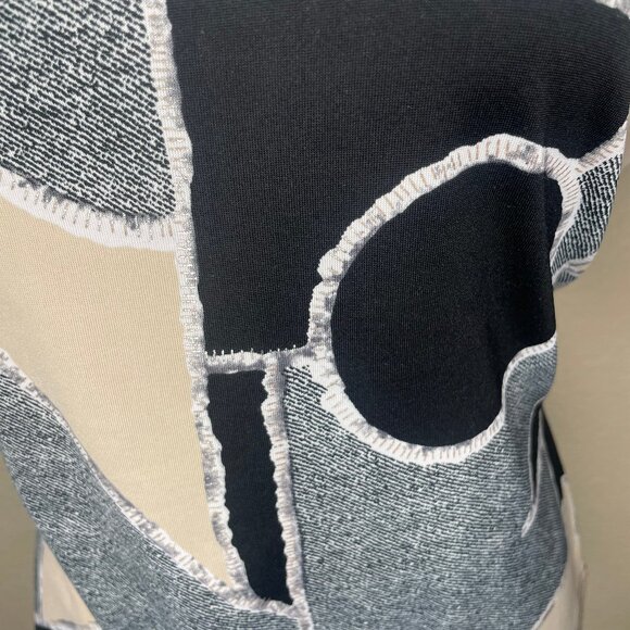 Creative Design Works Vintage Abstract Short Sleeve Square Neck Top Blouse Large - Picture 2 of 7